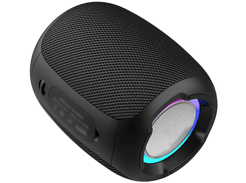 ENBAOXIN Bluetooth-Lautsprecher, Subwoofer Laut, Buntes Blendendes Licht, Wasserdicht Tragbar Bluetooth-Lautsprecher, Schwarz, Wasserfest