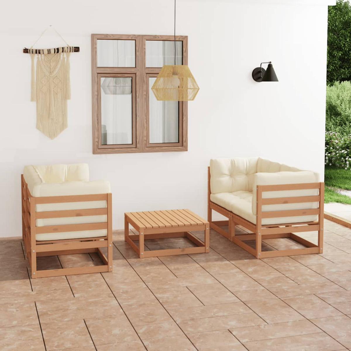 Stuhlset, und Braun VIDAXL Gartentisch- 3076307