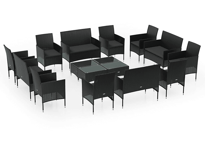 VIDAXL 3095954 Gartentisch- Stuhlset, Schwarz und