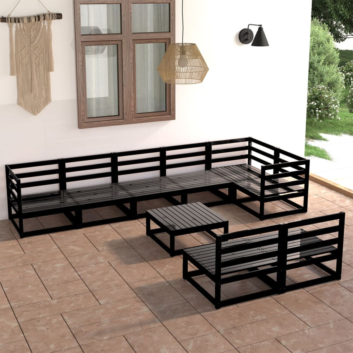 VIDAXL Stuhlset, Gartentisch- 3075623 Schwarz und