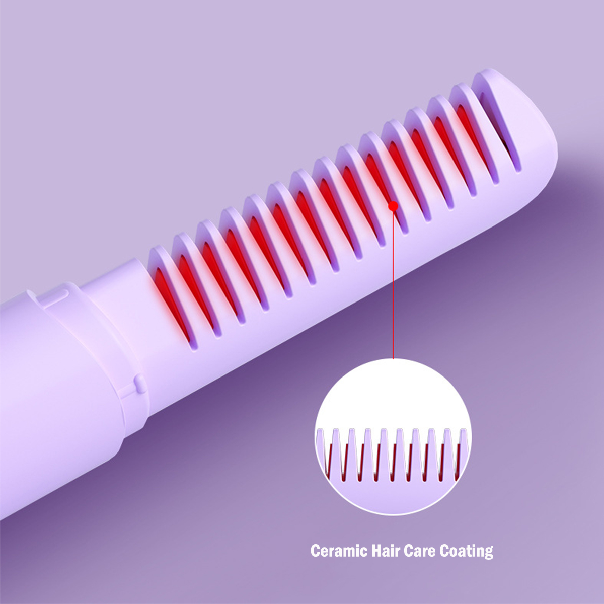 Haarglätter-Kamm | Temperaturstufen: Kompakt BRIGHTAKE Keramikbeschichtung Drahtloser Haarglätter, USB-Aufladbar und 3 |