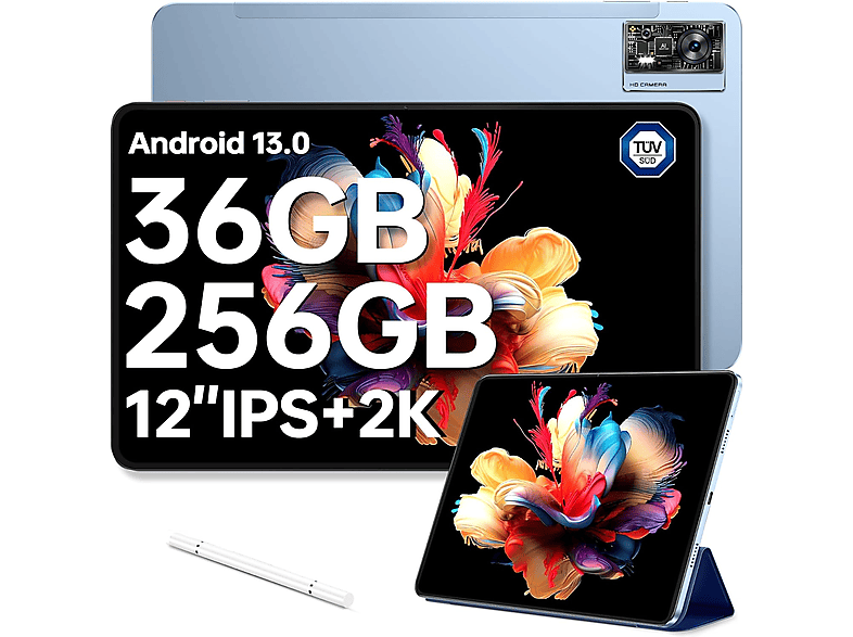 OUKITEL OT5 36GB+256GB/2TB 11000mAh Android 13, Tablet, 256 GB, 12 Zoll, Blau