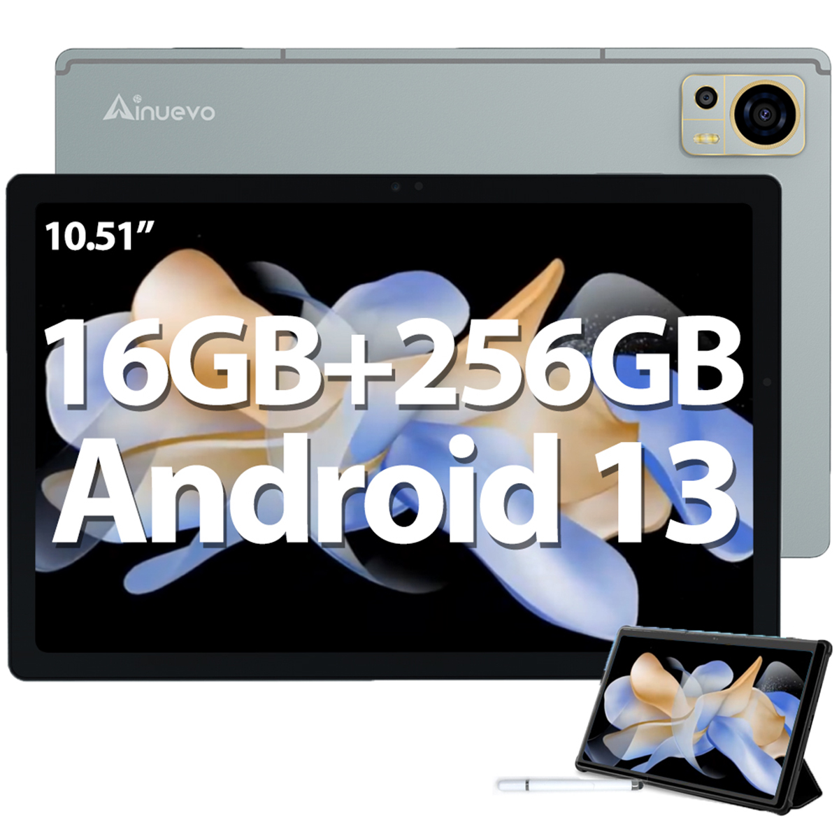 AINUEVO Tab S9 16GB+256GB 8050mAh Android Tablet, 10,51 13, GB, Zoll, 256 Grau