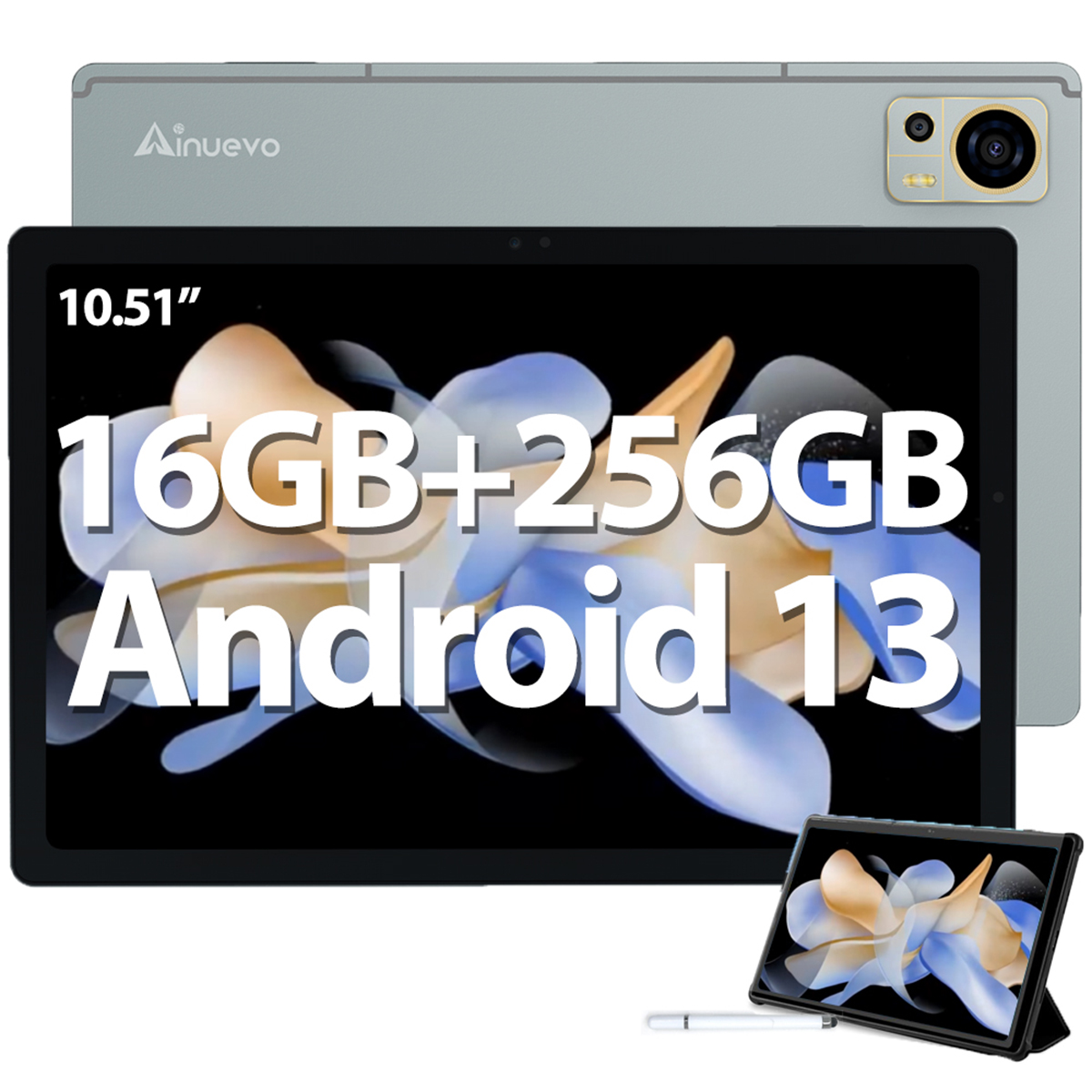 AINUEVO Tab 8050mAh Zoll, GB, Tablet, Grau Android S9 16GB+256GB 10,51 13, 256