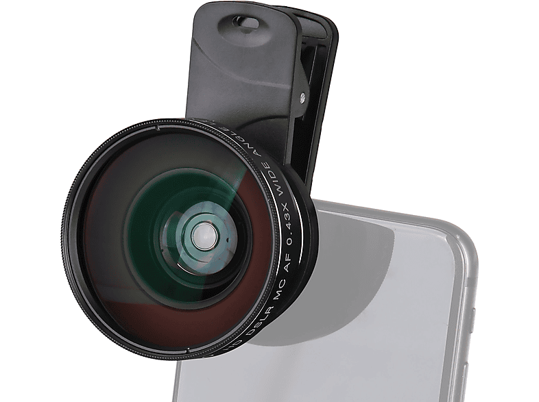 AYEX Smartphone Objektiv + Smartphone 0,43x Black Makro-Linse Weitwinkel Objektiv, 15x