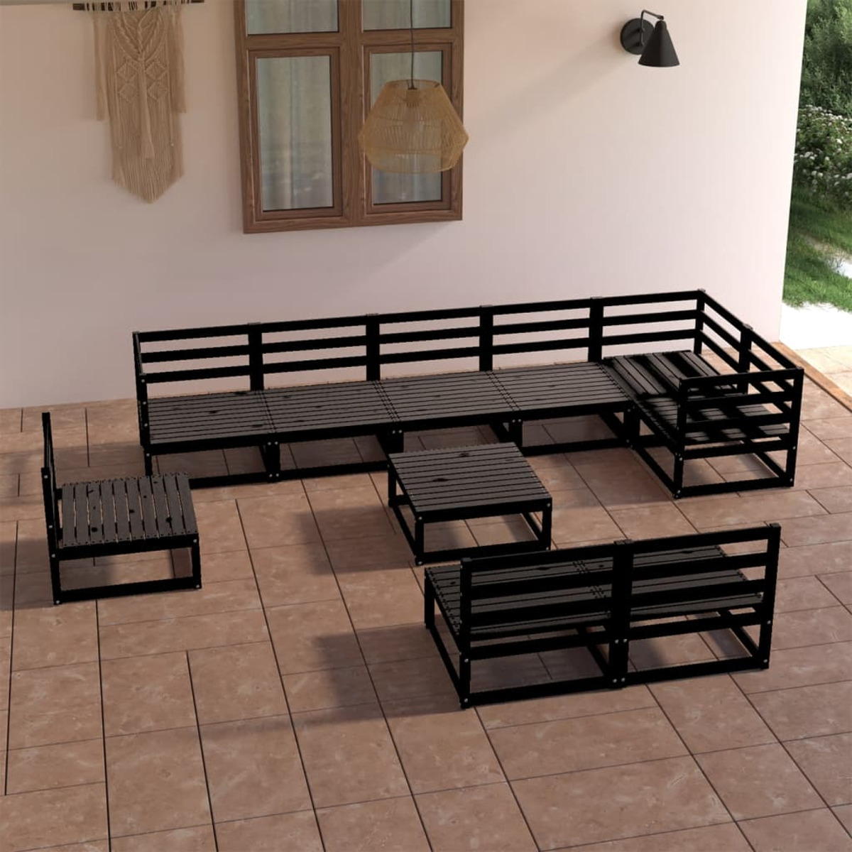 Gartentisch- Schwarz Stuhlset, VIDAXL 3075643 und