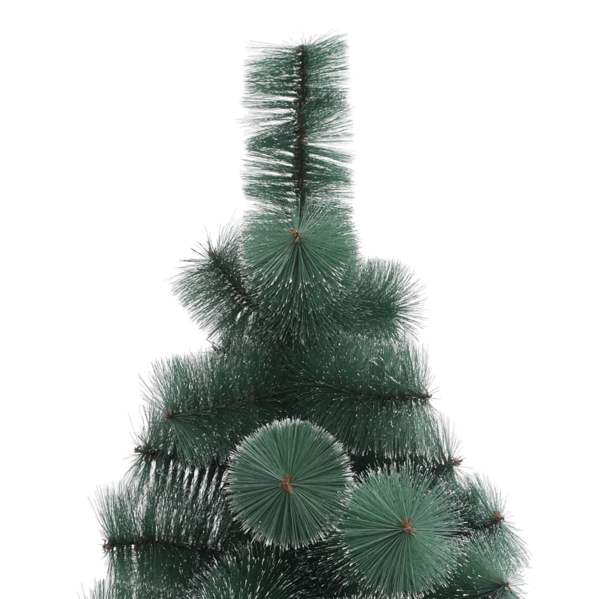 Grüner Weihnachtsbaumzweig, Nahaufnahme. Grüne Blätter, weißer Hintergrund.