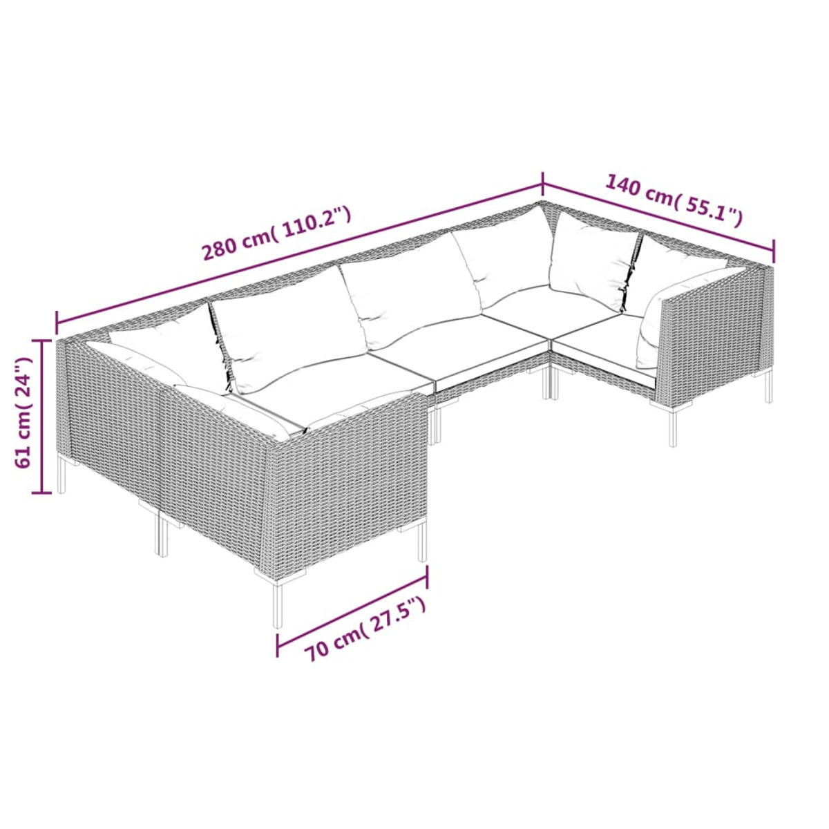 VIDAXL 3099926 Stuhlset, und Schwarz Gartentisch