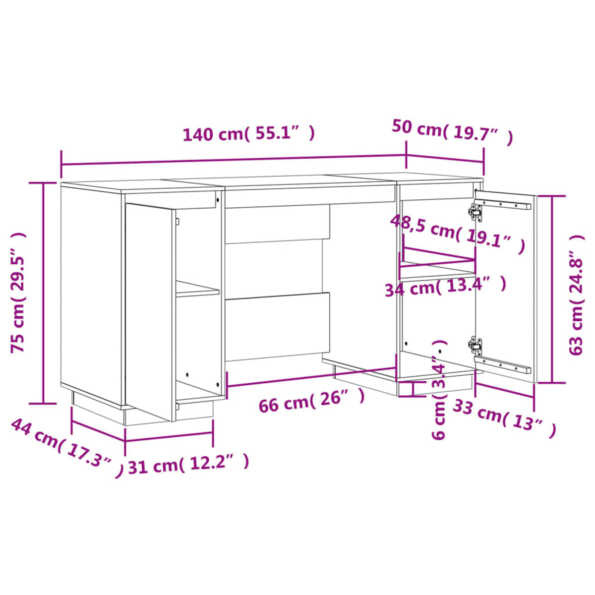 840147 Schreibtisch VIDAXL