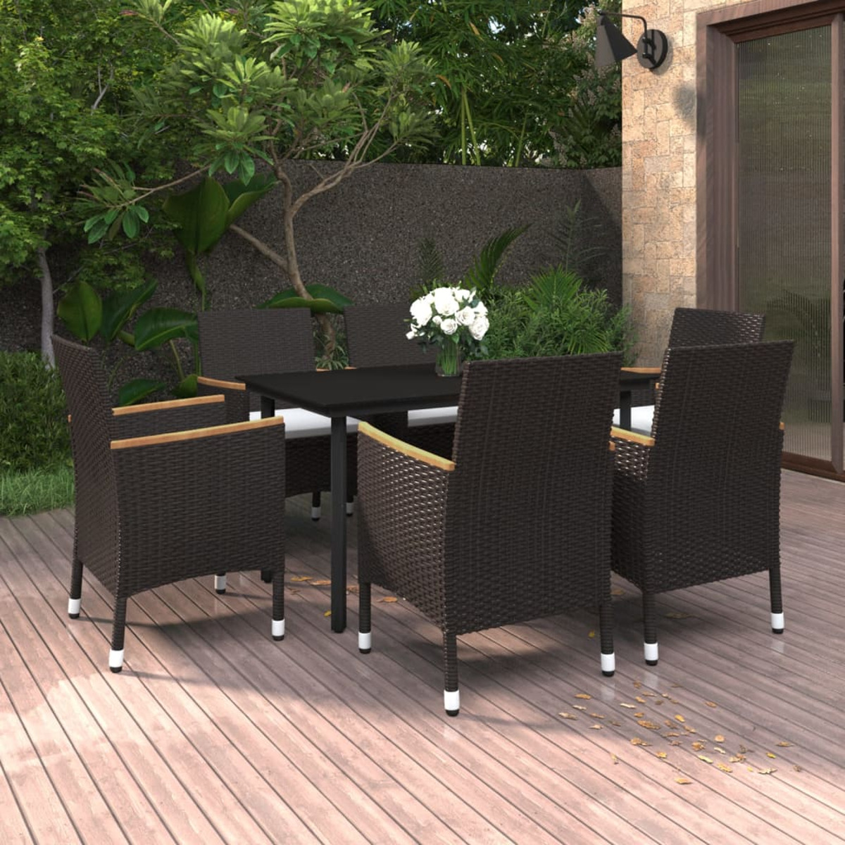 VIDAXL 3099772 Schwarz und Stuhlset, Gartentisch