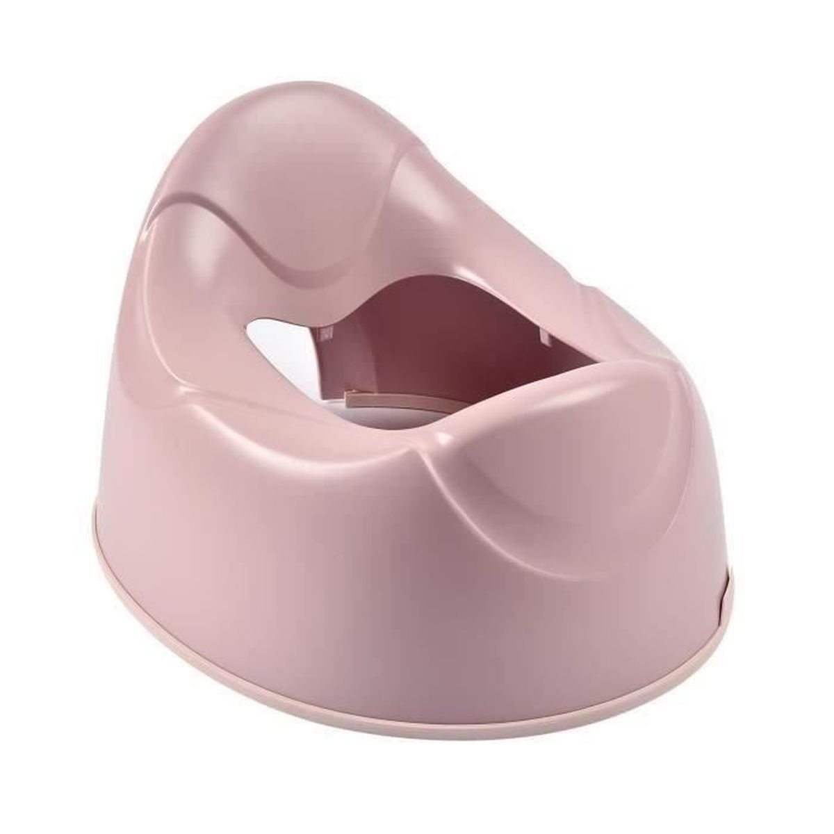 Ein rosa Töpfchenstuhl auf weißem Hintergrund, für Kleinkinder konzipiert.