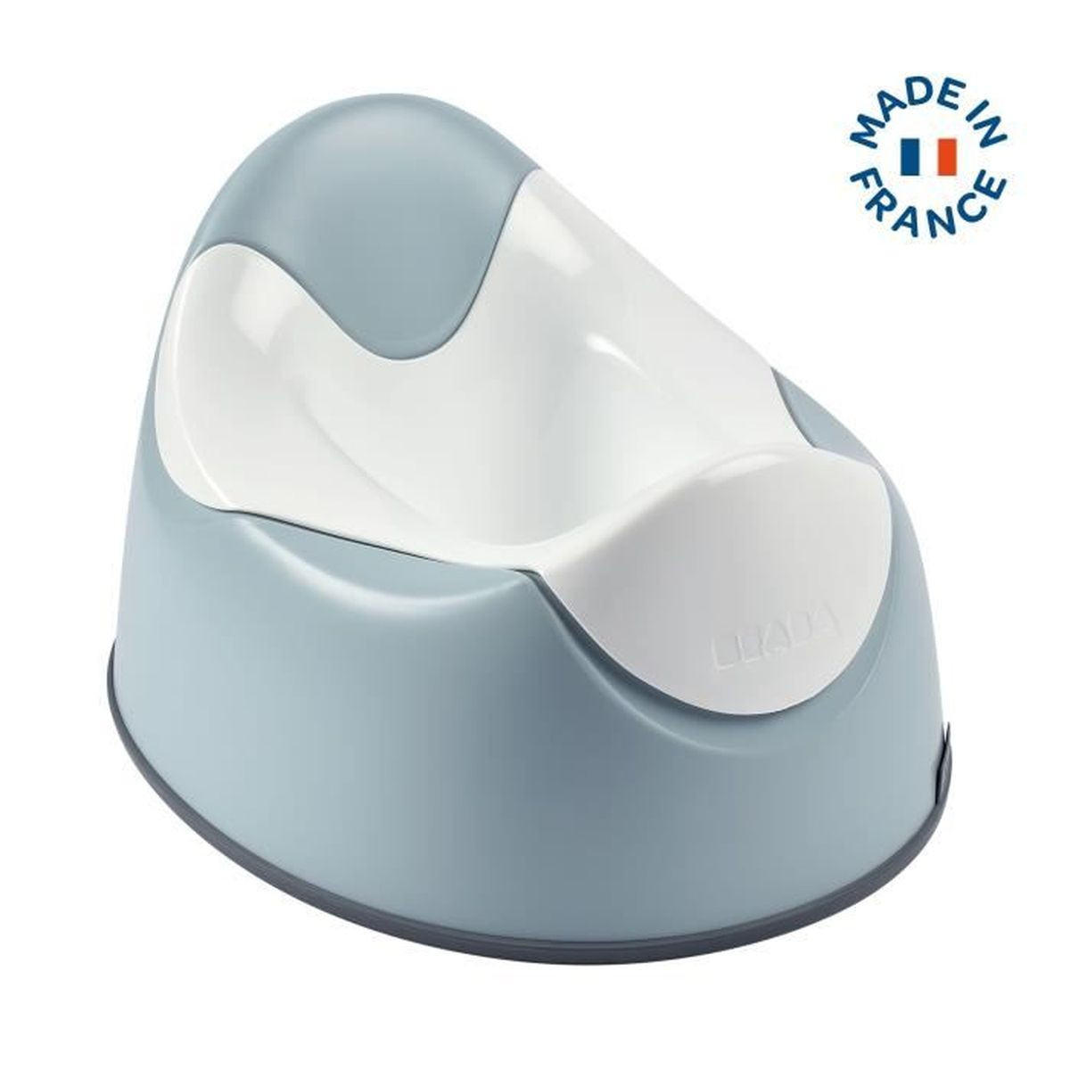 Blauer und weißer Töpfchen. Das Logo „Made in France“ befindet sich oben rechts.