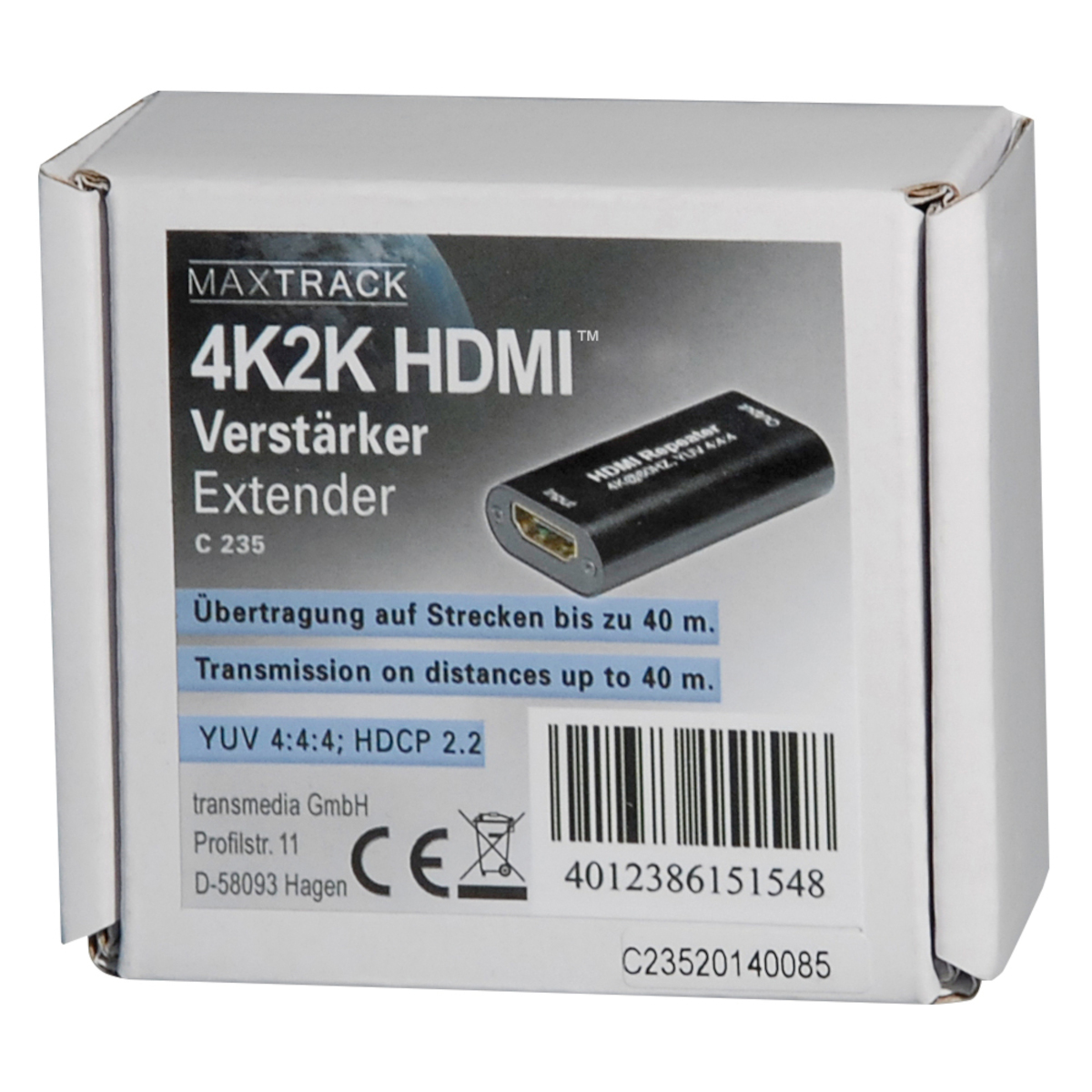 MAXTRACK C235L bis Reichweite 4K 40 Verstärker HDMI® Signal m