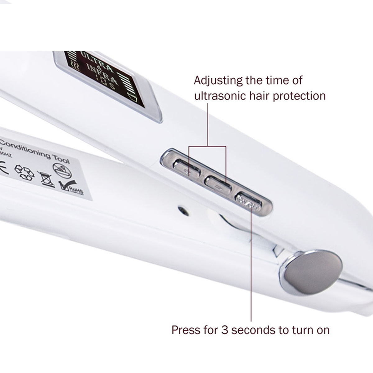Ultraschalltechnologie Infrarot-Haarglätter Temperaturstufen: 360° drehbarem mit Kabel 7 und SHAOKE Haarglätter,