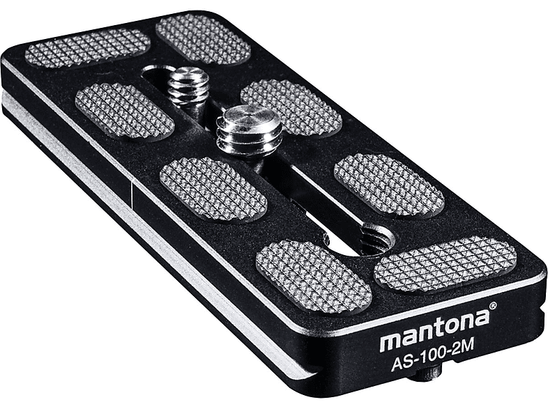 MANTONA AS-100-2M Schnellwechselplatte Schnellwechselplatte, schwarz / silber, Höhe offen bis 10 mm | Stativ-Schnellwechselplatten