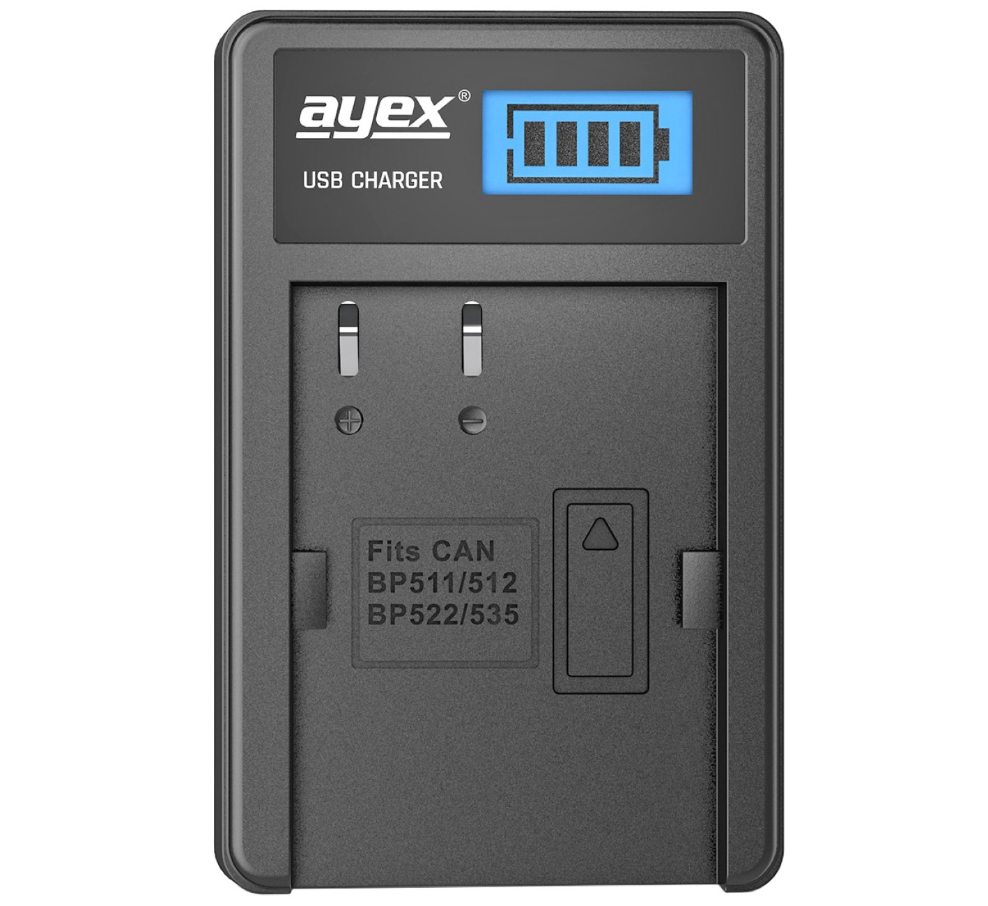 x x Kabel für USB Kurzanleitung, Typ 1 für USB 1 AYEX Lader1 Ladegerät auf Kamera-Akku Akku x Akku, Canon BP-511A Canon BP-511A ayex USB Black Ladegerät Micro-USB