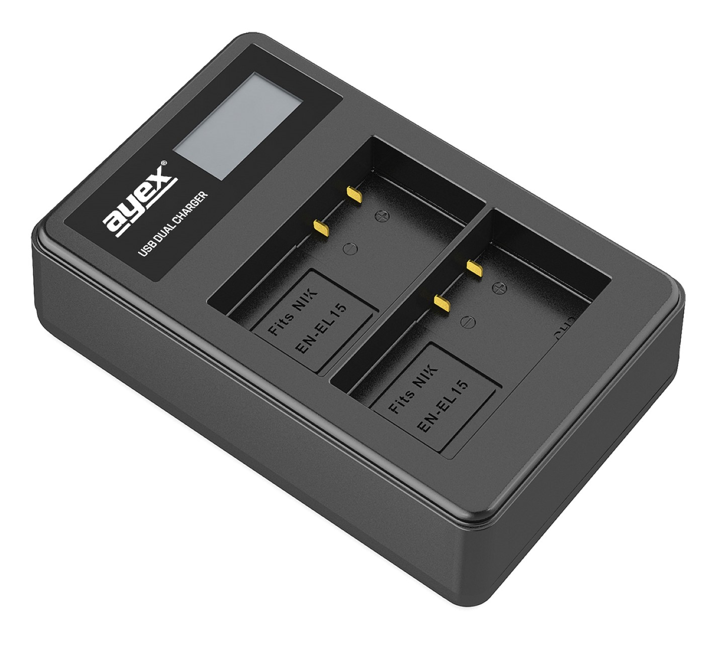 AYEX USB Dual Ladegerät für EN-EL15 Lader, Akkus, Nikon Kamera-Akku Black