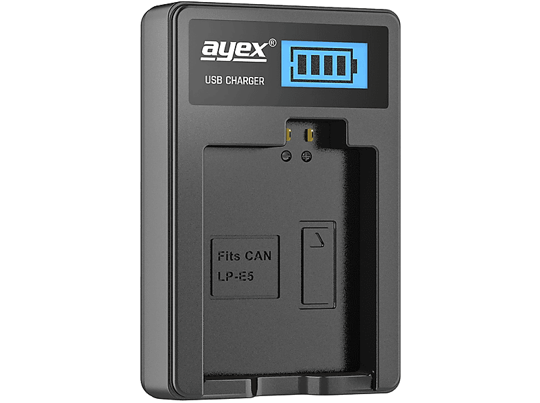 AYEX USB Ladegerät für Canon LP-E5 zB Canon EOS 450D 500D 1000D, Kamera-Akku Lader, Black