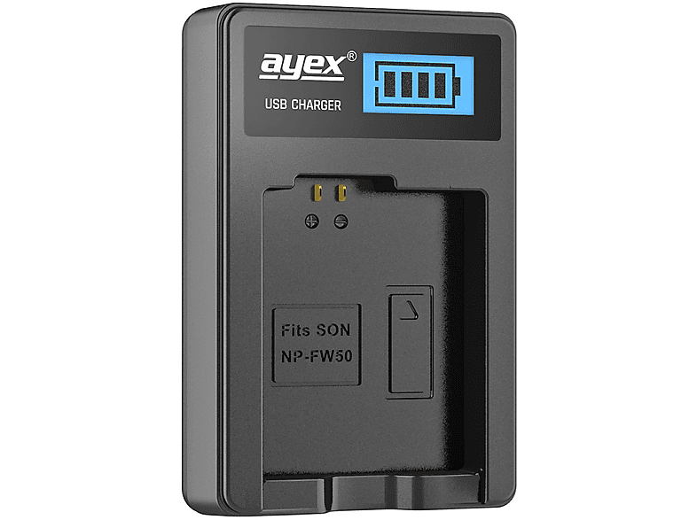 AYEX USB Ladegerät für Sony NP-FW50 Akku, Kamera-Akku Lader, Black | Kamera Ladegeräte