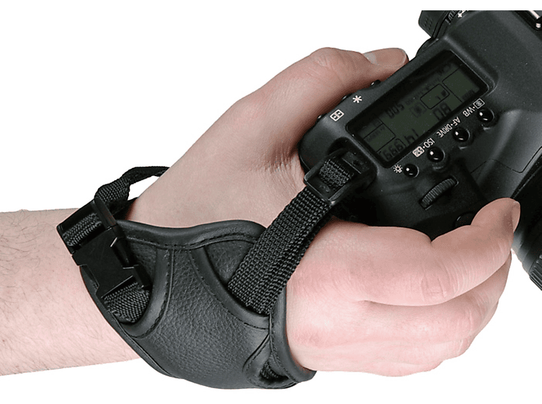 AYEX Handschlaufe mit 3-Punkt Halterung, Gepolsterte Handschlaufe, Schwarz, passend für DSLR Kameras