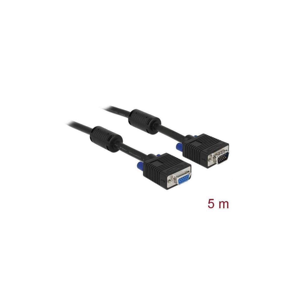 -<gt/> St/Bu VGA VGA D-Sub15 Verl. 5.00m mehrfarbig Kabel, schwa DELOCK Kabel DELOCK Multimedia-Technik