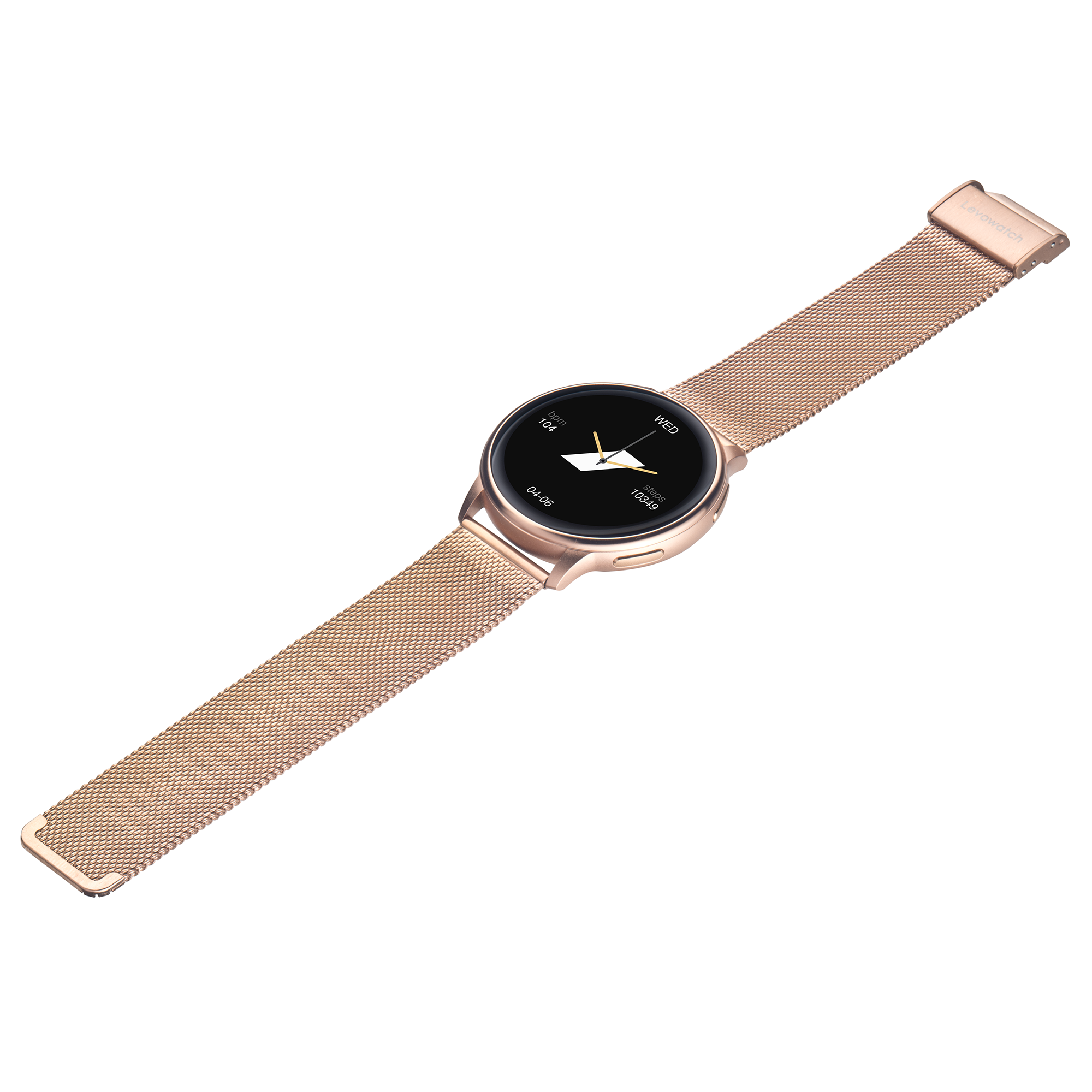 Rosa F2 Edelstahlarmband, Silikon + Tel Smartwatch LEVOWATCH Temp & Aluminium-Rand