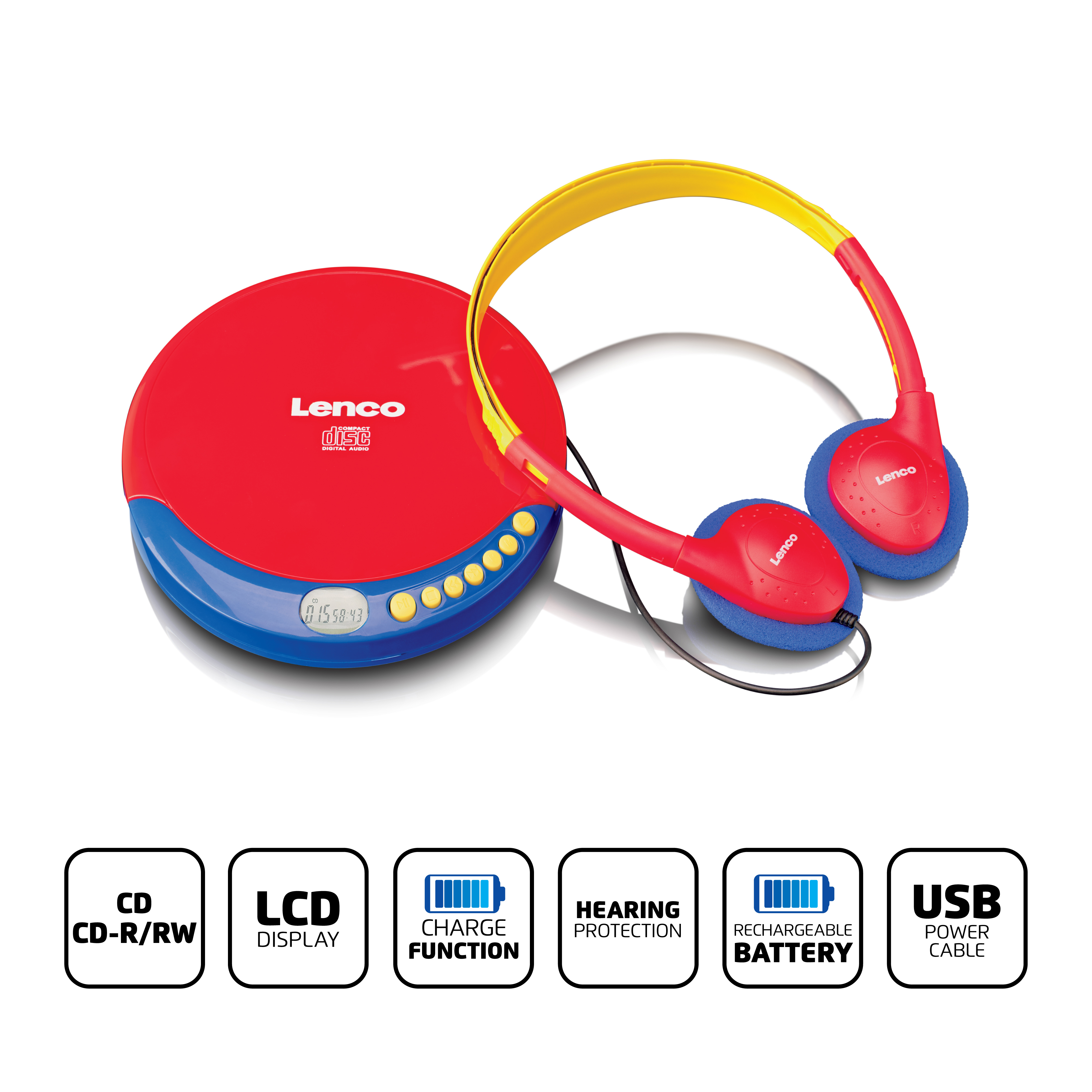 Tragbarer LENCO Player CD-021KIDS Mehrfarbig CD