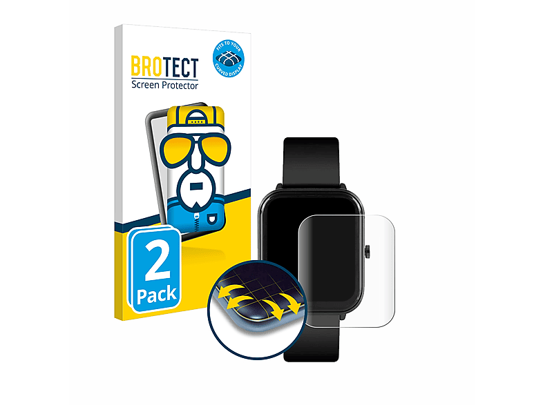 BROTECT 2x Flex Full-Cover 3D Curved Schutzfolie(für Reflex Active Series 15 (45 mm)) | Smartwatch Schutzfolien & Gläser