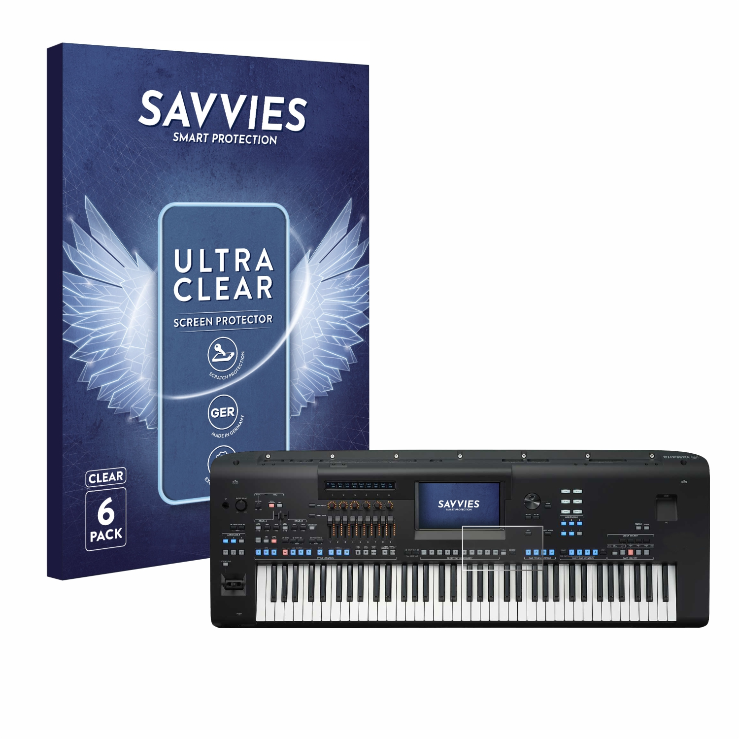 SAVVIES 6x klare Schutzfolie(für Yamaha Genos2)