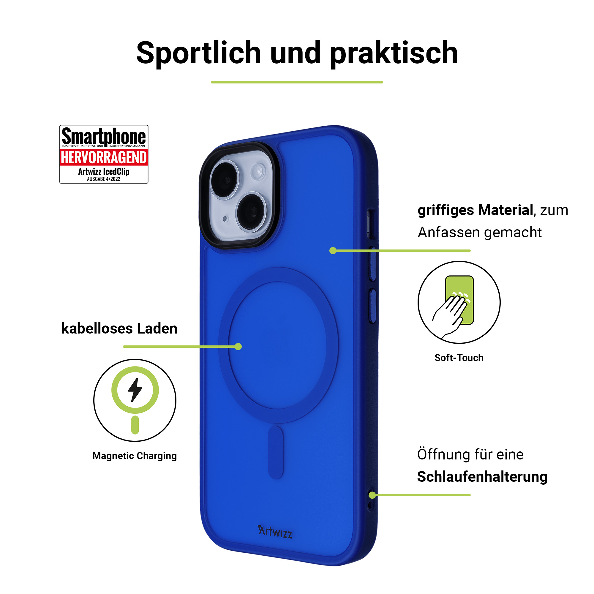 iPhone 15, IcedClip ARTWIZZ +CHARGE, Backcover, Blau Apple,
