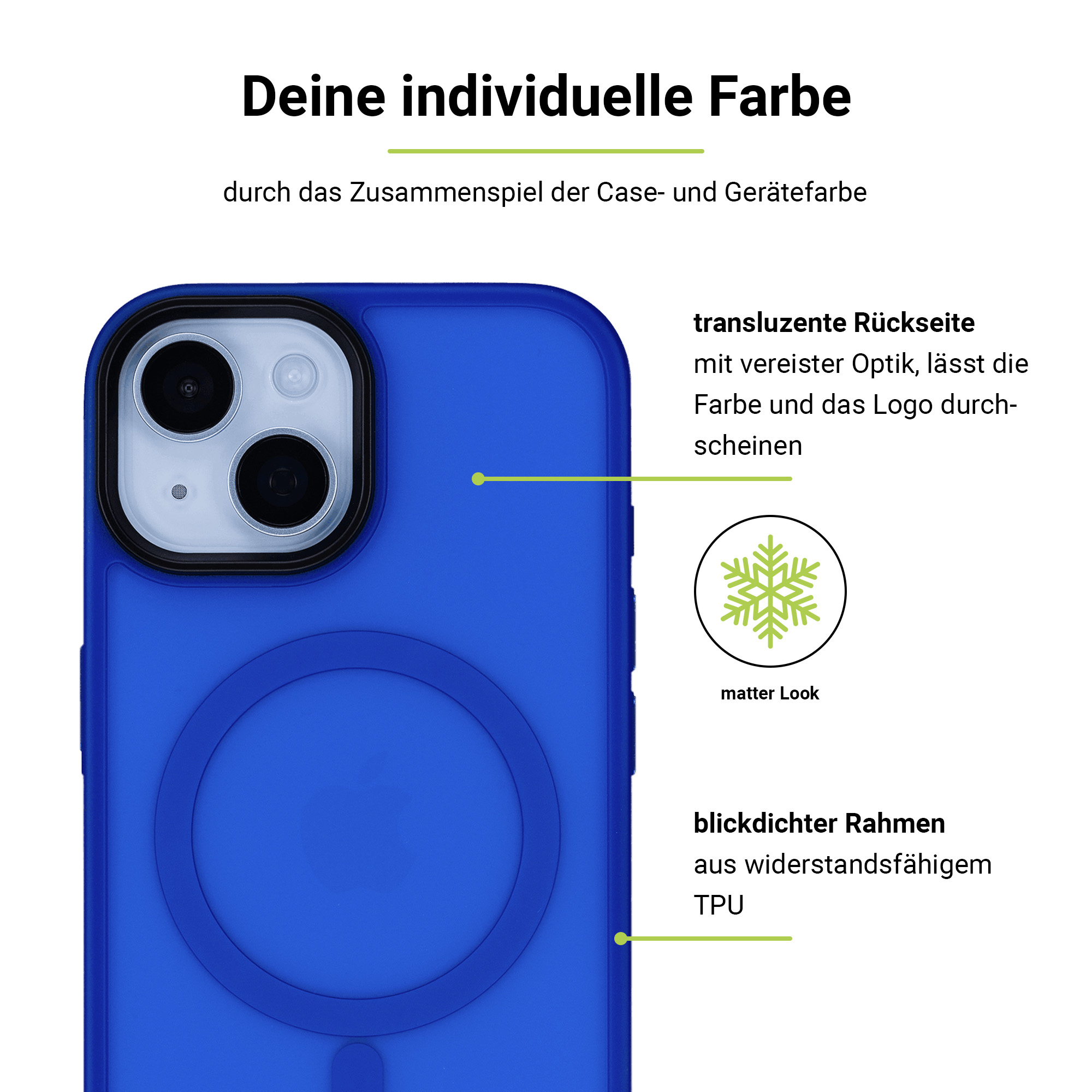 ARTWIZZ IcedClip Backcover, Blau Apple, +CHARGE, iPhone 15