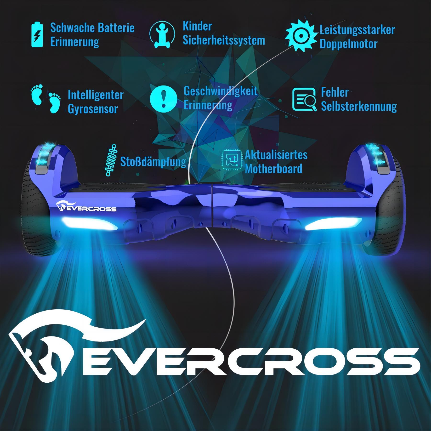 EVERCROSS XP10M Hoverboard mit und Blau Sitz Board (6,5 Balance Zoll, Camouflage-Blau)