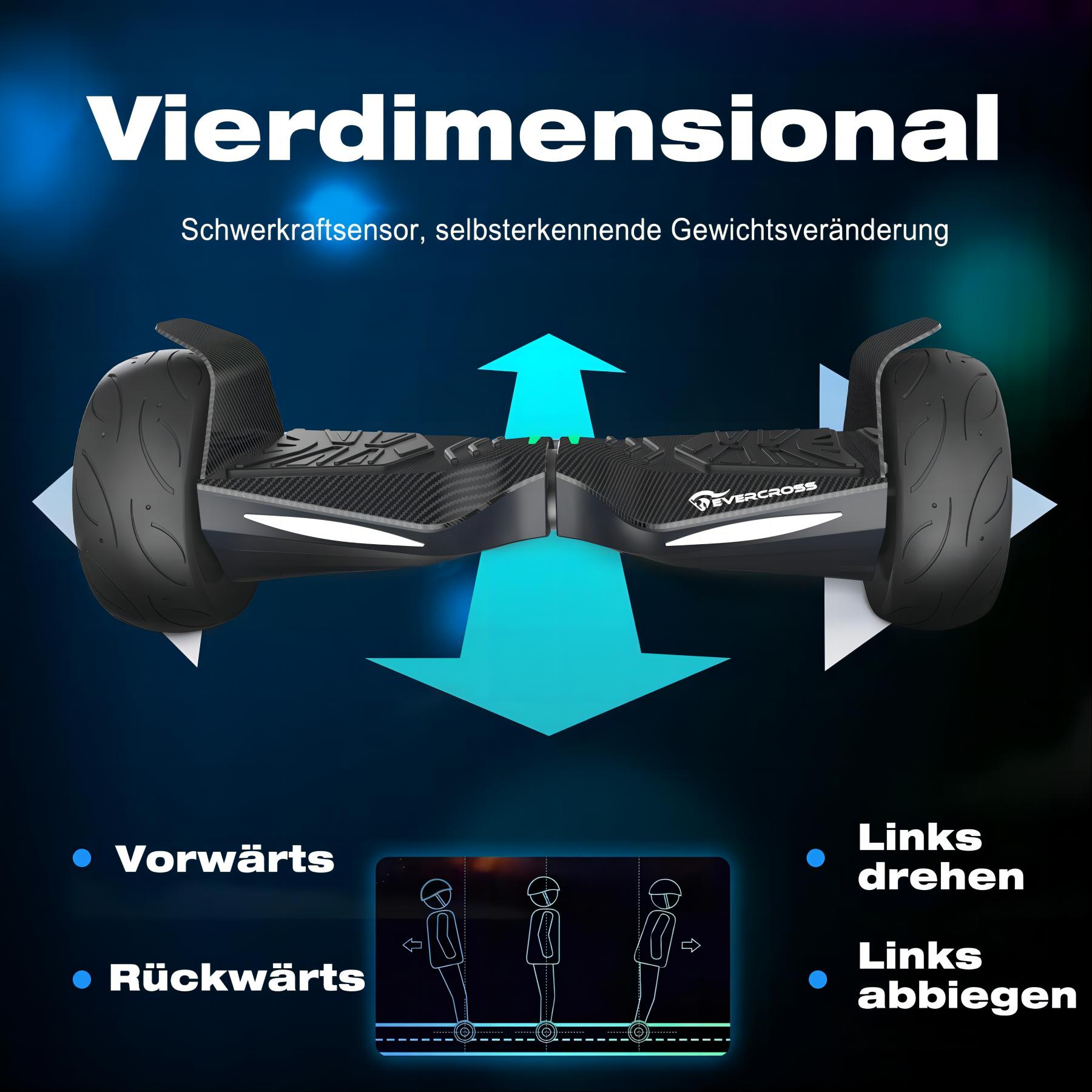 Camouflage-Blau) und mit Sitz Zoll, Hoverboard Kohlenschwarz EV5 EVERCROSS Balance (8,5 Board