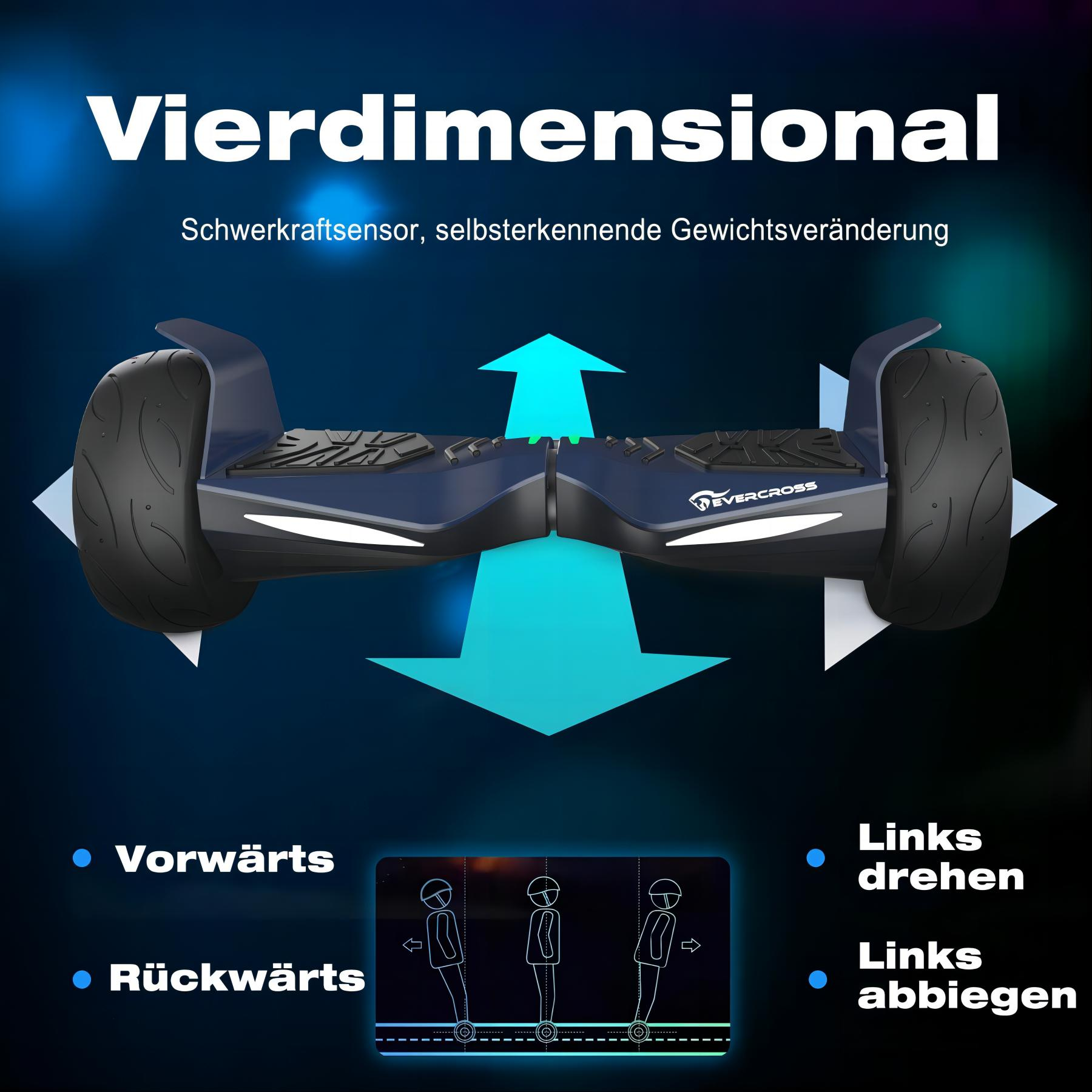 Hoverboard Zoll, (8,5 EVERCROSS EV5 Board Sitz Balance mit Dunkelblau Kohlenschwarz) und
