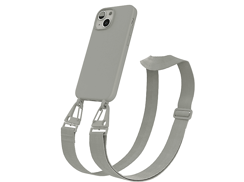 EAZY CASE Handy Kette iPhone Apple, Mini, / Umhängetasche, Breit Karabiner Grau Taupe 13 Hülle, Silikon Premium Beige mit