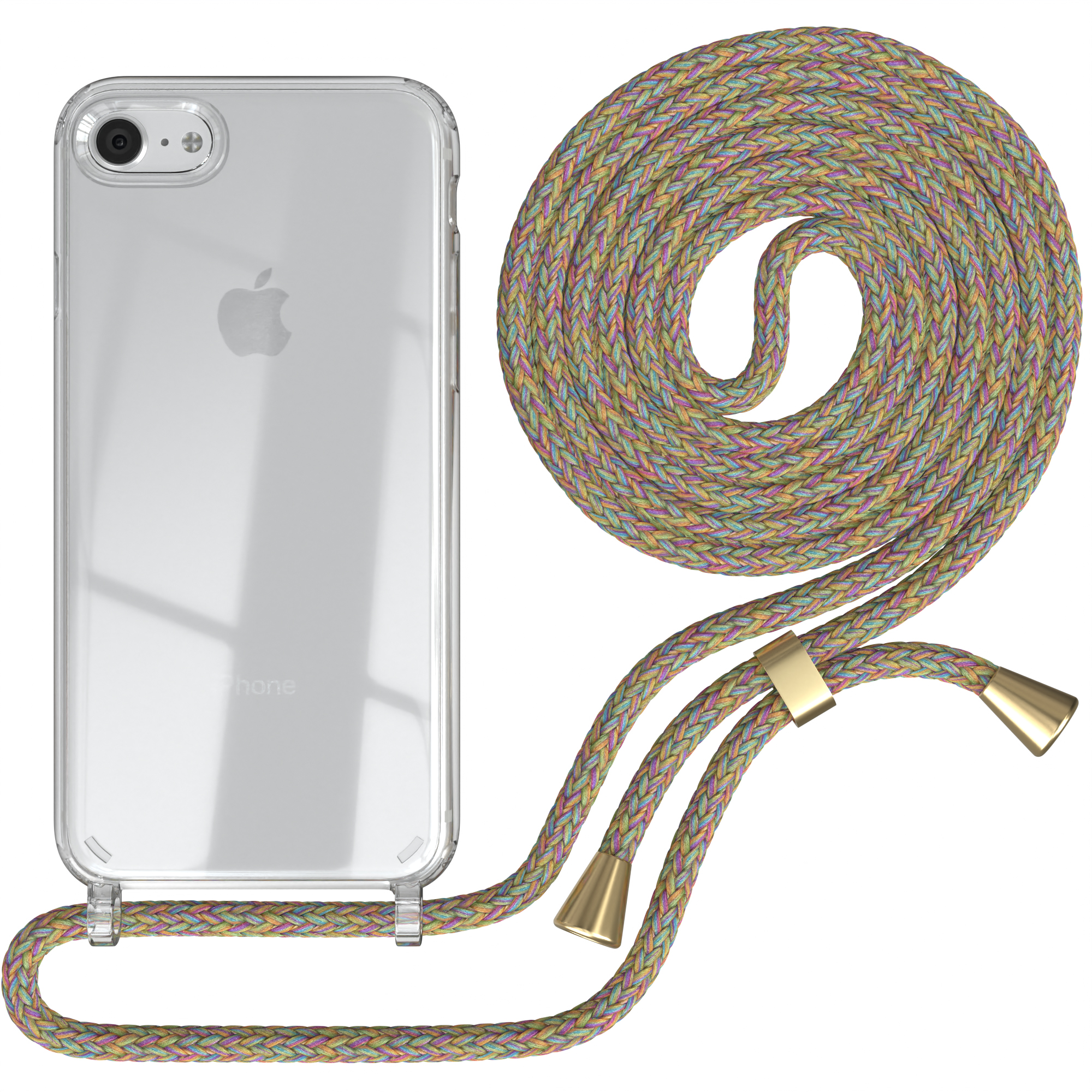 Bunt 7 / / Clear Cover 2022 Umhängeband, Gold / SE SE 8, CASE 2020, Clips iPhone Umhängetasche, EAZY Apple, iPhone mit