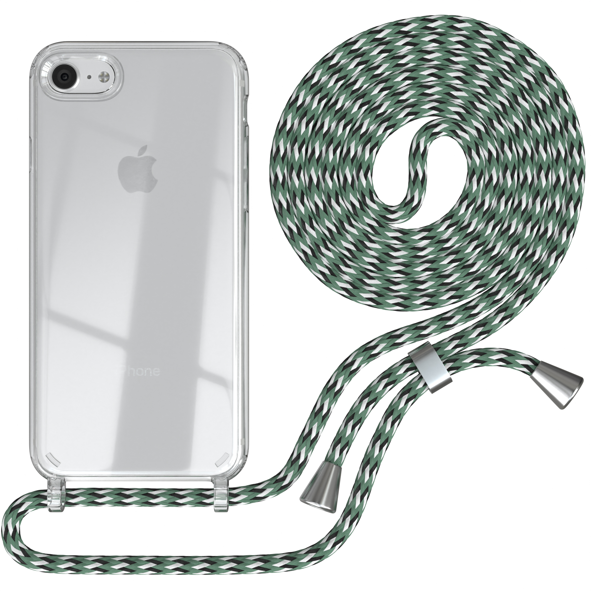 iPhone / EAZY Umhängetasche, SE Clear SE iPhone Cover Apple, 2020, 2022 7 mit Grün 8, / Umhängeband, CASE Weiß