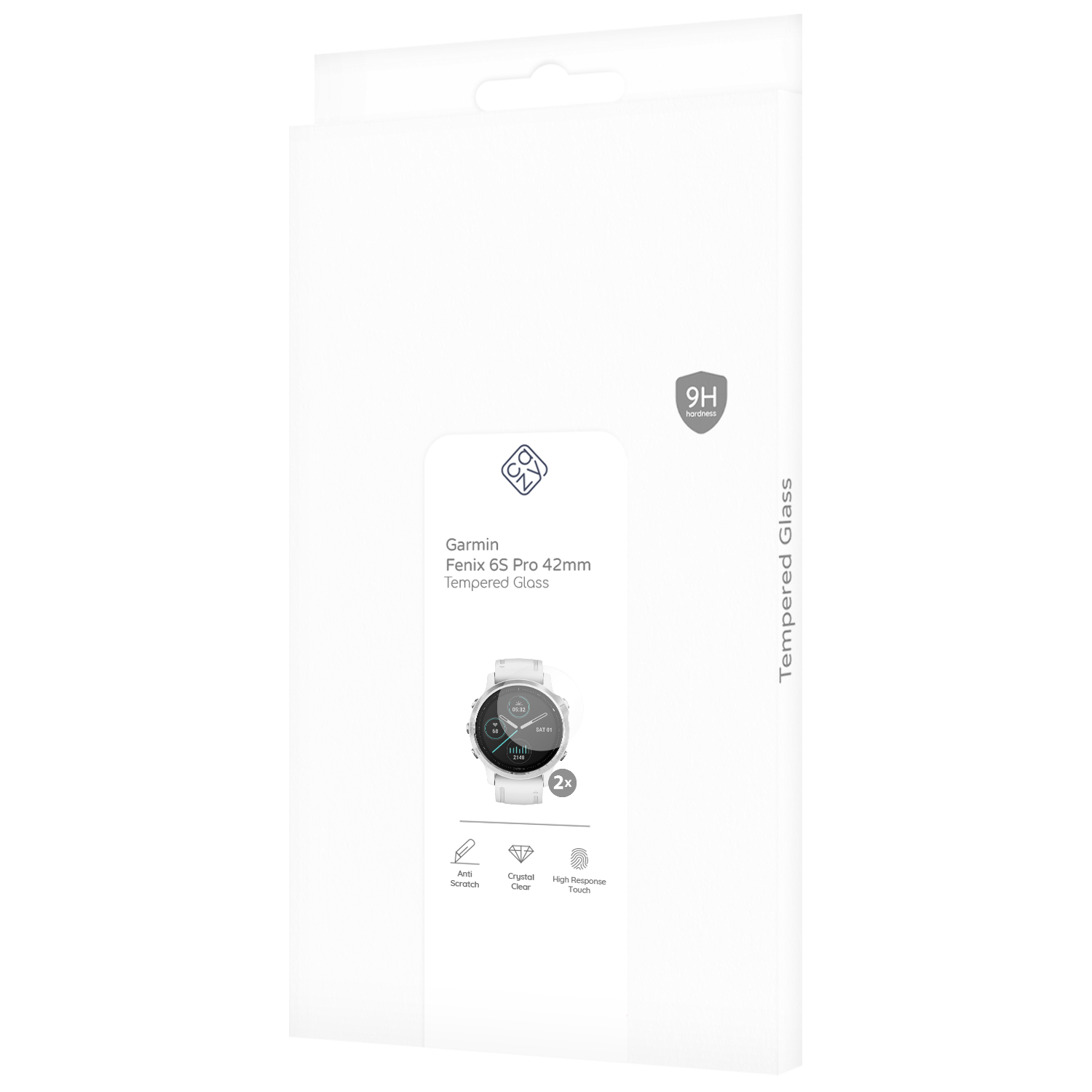 Garmin Fenix 6S Pro 42mm Uhrenverpackung. Weiße Box mit Uhrenbild und Text.
