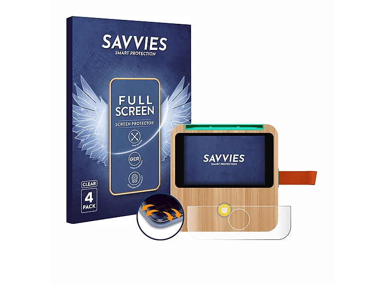 SAVVIES 4x Flex Full-Cover 3D Curved Schutzfolie(für tigerbox TOUCH PLUS)