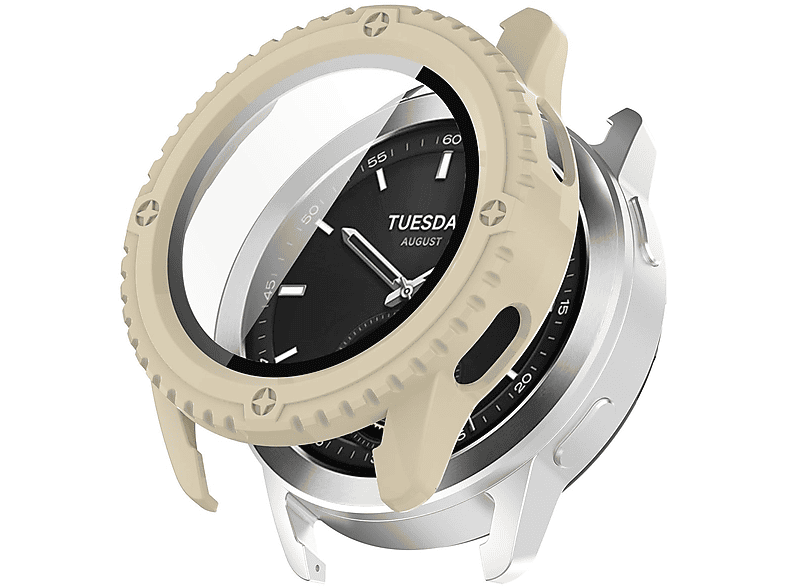 WIGENTO 2 in 1 Schock Design Hülle + H9 Hart Glas Watch Schutz Hülle(für Xiaomi Watch S3)