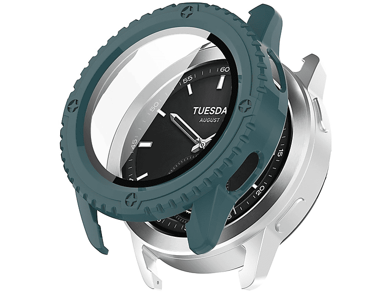 WIGENTO 2 in 1 Schock Design Hülle + H9 Hart Glas Watch Schutz Hülle(für Xiaomi Watch S3) | Smartwatch Schutzhüllen
