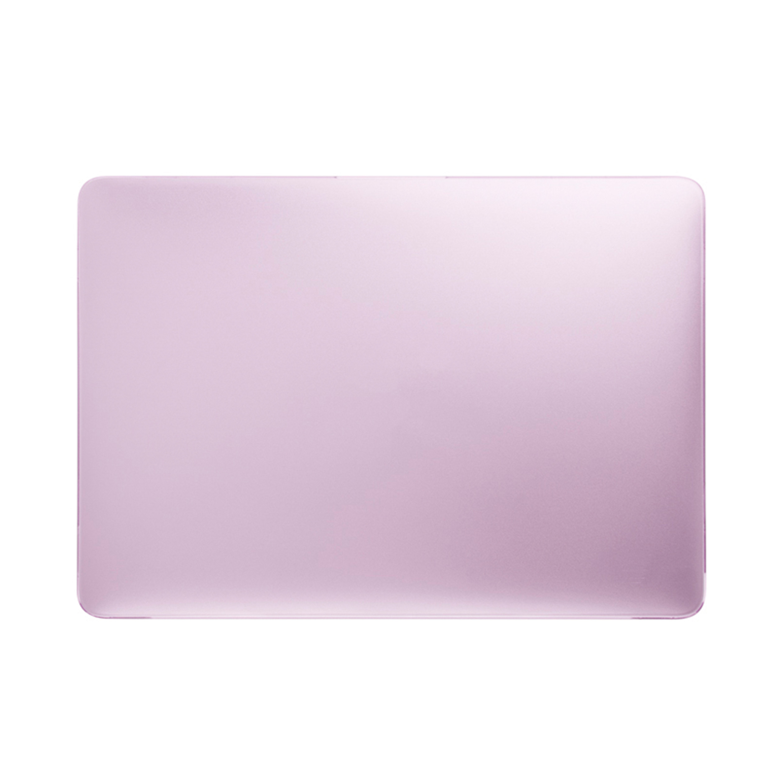 Ein hellrosa Laptop mit glatter Oberfläche, von oben betrachtet, mit geschlossenem Deckel.