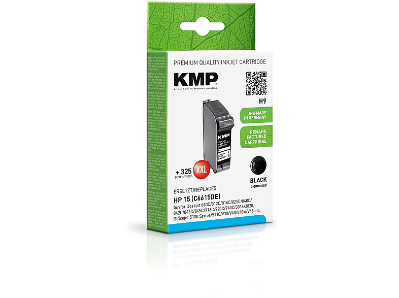 KMP Tintenpatrone für black Black (C6615DE) 15 (C6615DE) HP Ink Cartridge
