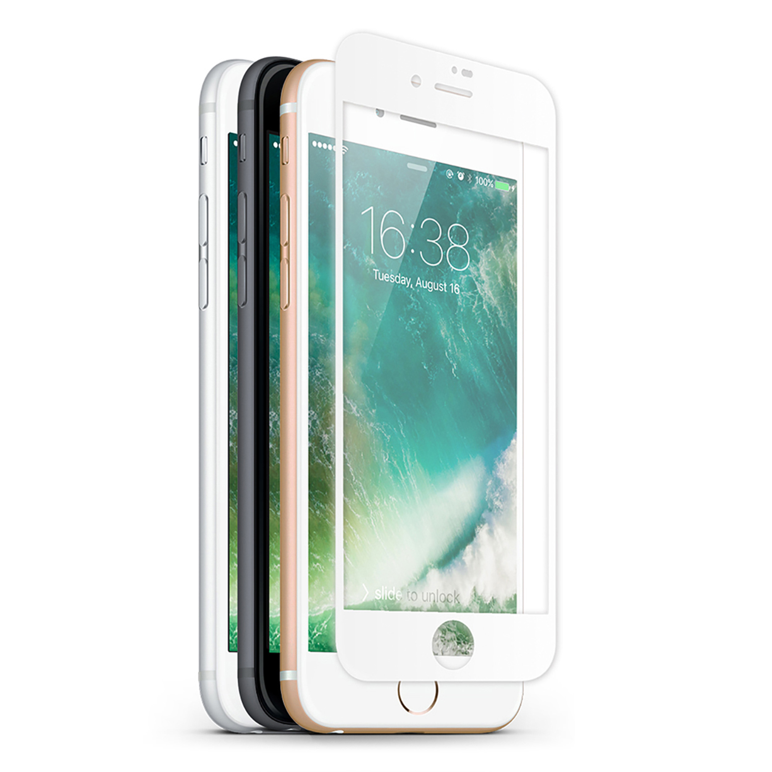 Apple 8) White Hartglas glass(für Frame iPhone für KMP IPhone protective Displayschutz Display 8