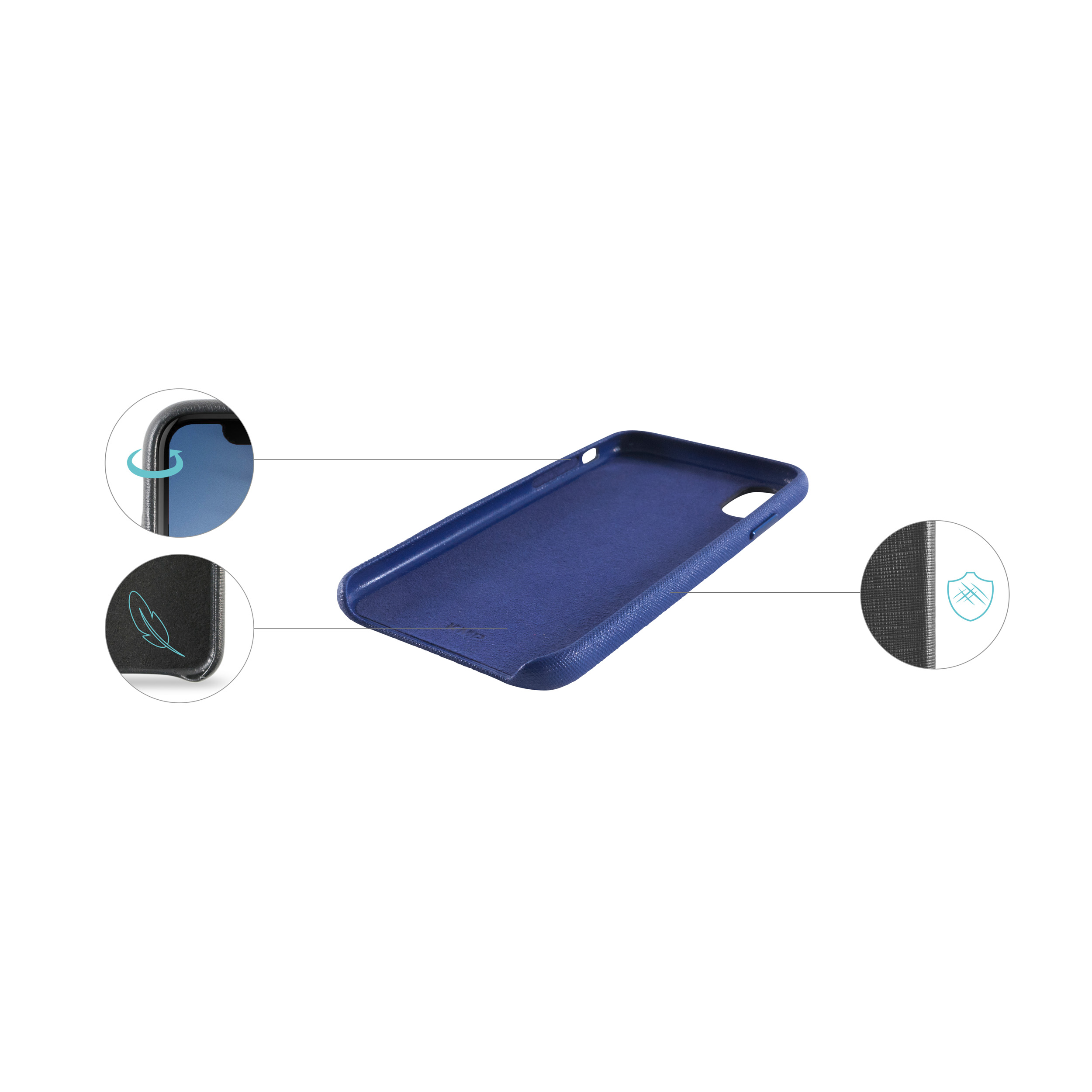KMP iPhone Sargasso Vegane blue für sargasso Max, Leder Blue, Full Cover, iPhone XS Apple, XS Max Schutzhülle
