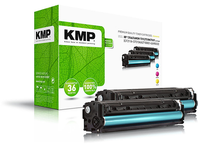 KMP Toner für HP 131A (CF211A, CF213A, CF212A) Multipack Toner Cyan, Magenta, Yellow (CF211A, CF213A, CF212A)