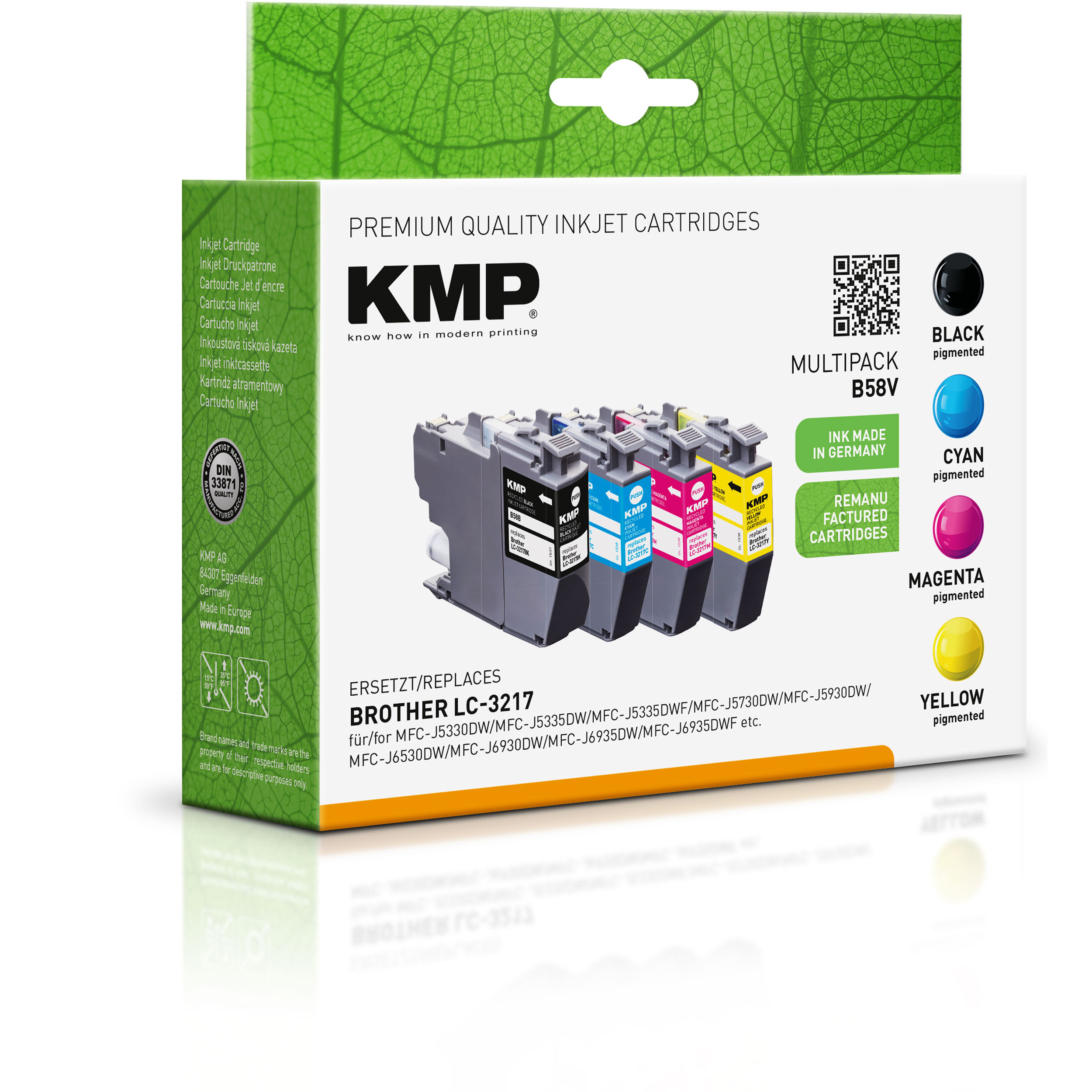 KMP Tintenpatrone Cartridge LC3217C, für yellow LC3217C, schwarz, Multipack LC3217M, LC3217Y) Ink (LC3217BK, LC3217BK, cyan, LC3217M Brother magenta