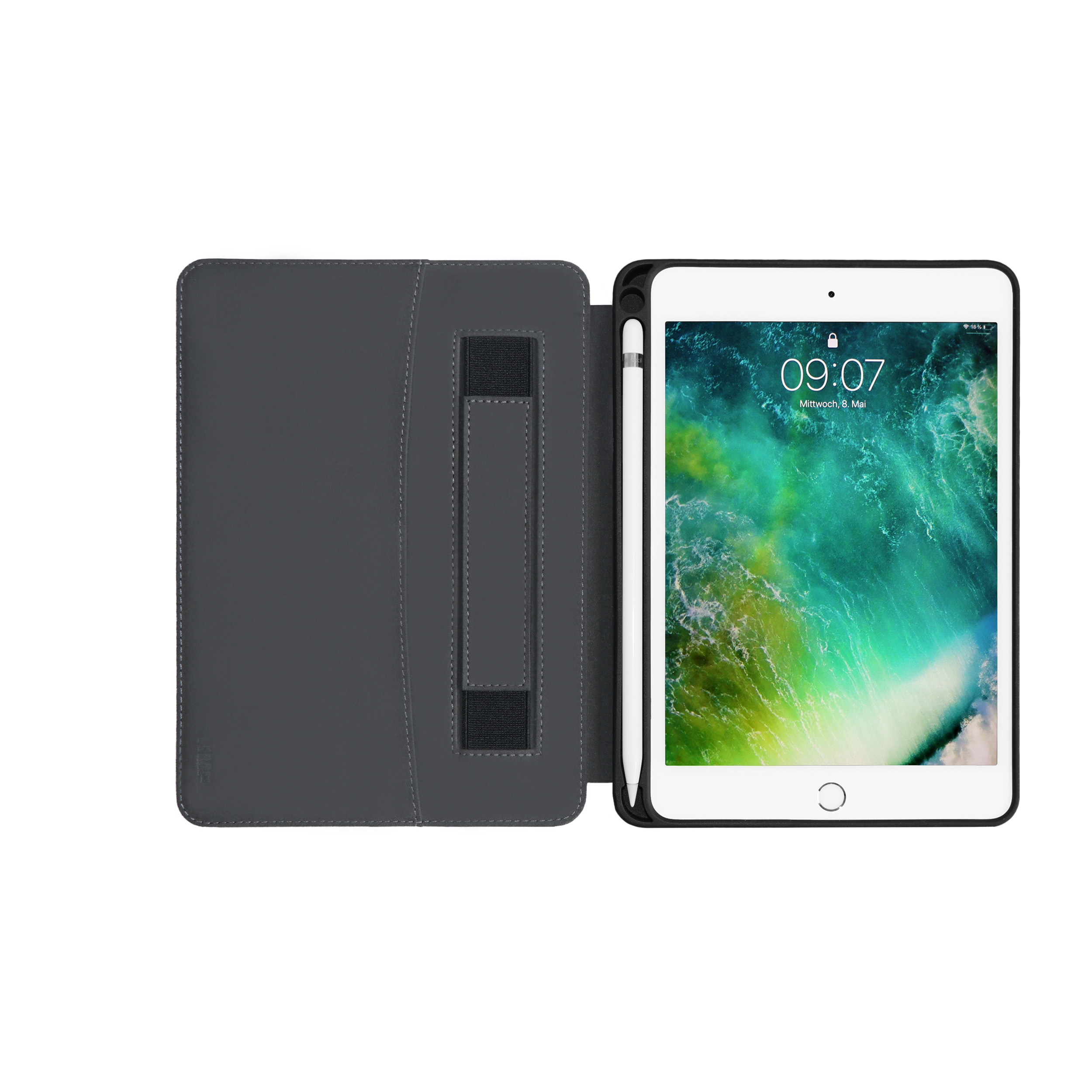 KMP Leder PC, case Leder Faux Cover Blue Apple Protective iPad für Mini Bookcase - Mikrofaser, für Full 5 PU, blue