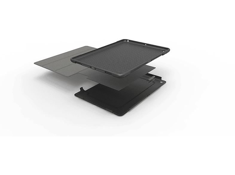 KMP Schutzhülle für iPad 9,7 mit Stiftfach Black Protective case Backcover für Apple Silikon, PC, biobasiertes Material in Lederoptik, Mirkofaser, black