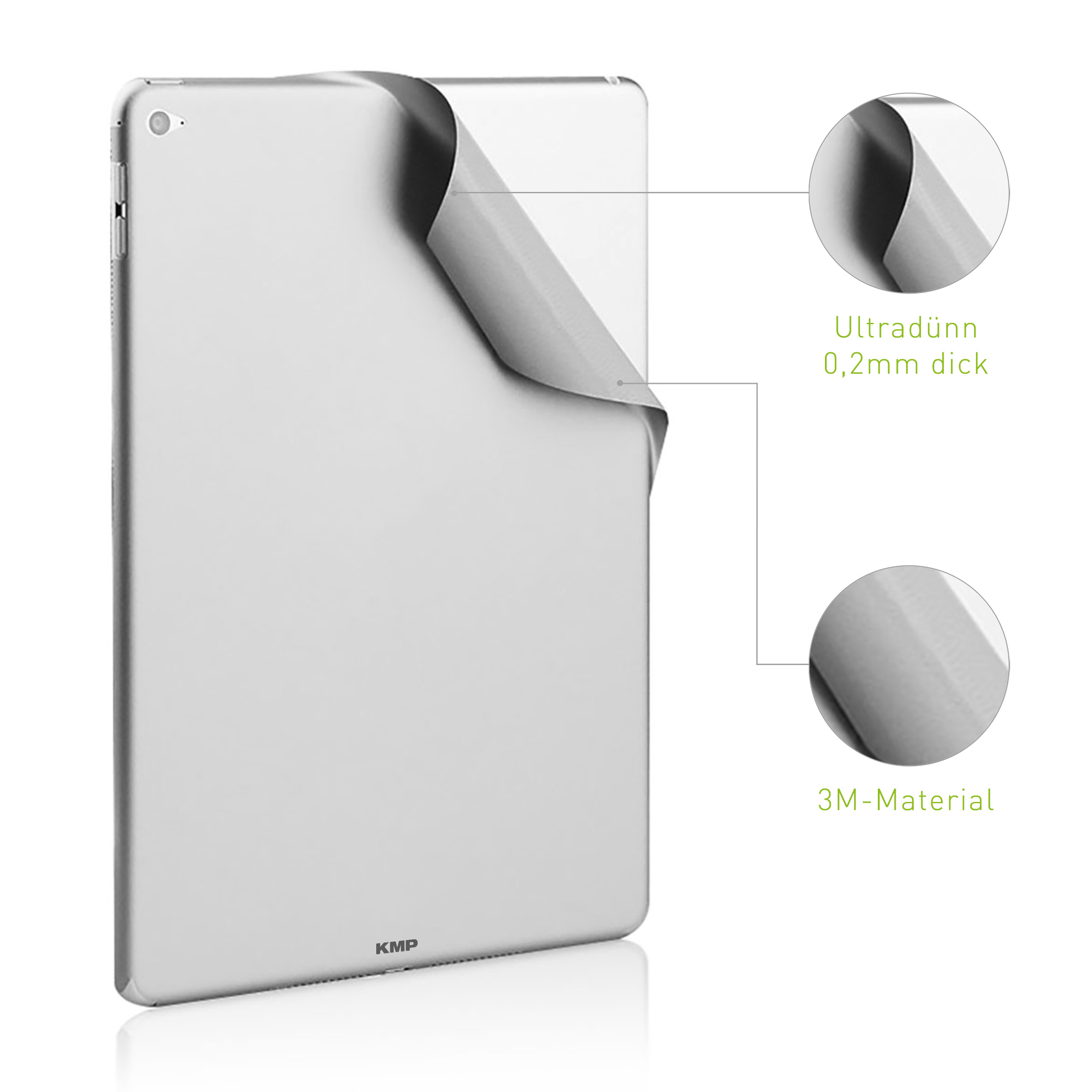 3M-Material, Apple silver Vinylfilm, Protective Rückseite Cover iPad für 4 skin Mini für AntiScratchLevel, Flip 6H Silver KMP Schutzfolie